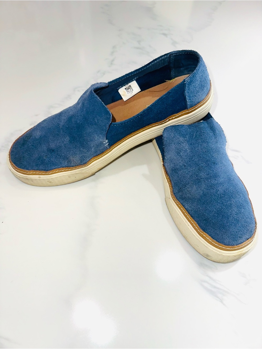 TOMS Sz 8.5~WOMEN’S SUNSET SLIP-On SHOES SNEAKERS INFINITELY BLUE OCEANA SUEDE ~